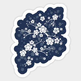 Navy blue cherry blossom Sticker